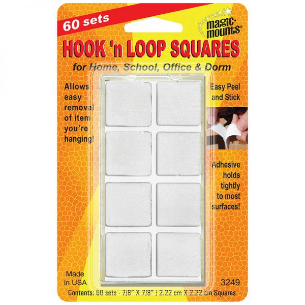 Magic Mounts Hook 'n Loop, 7/8" Squares, 60 sets