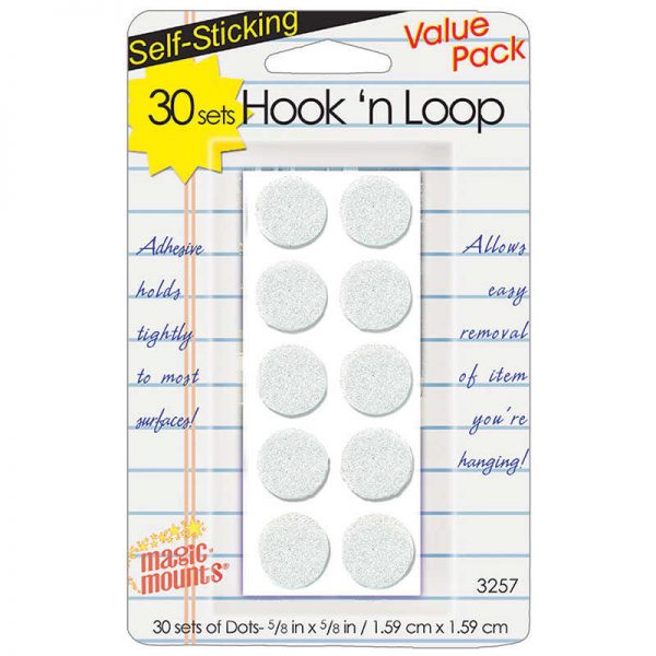 Magic Mounts Hook 'n Loop, 5/8" Dots, 30 sets