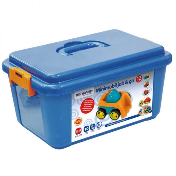 Miniland Educational Minimobil Go & Job Vehicles, 4-1/4", Set of 10