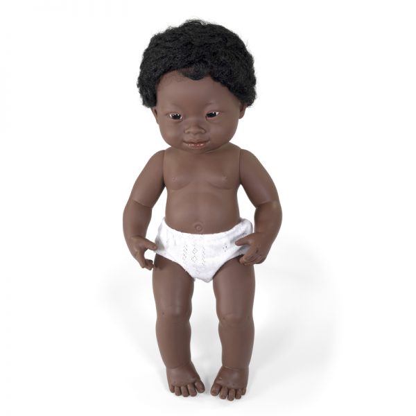 Miniland Educational Anatomically Correct 15" Baby Doll, Down Syndrome African-American Boy