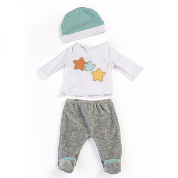 Miniland Educational Gender Neutral Doll 2-Piece Pajama Set in Gray for 15" Dolls