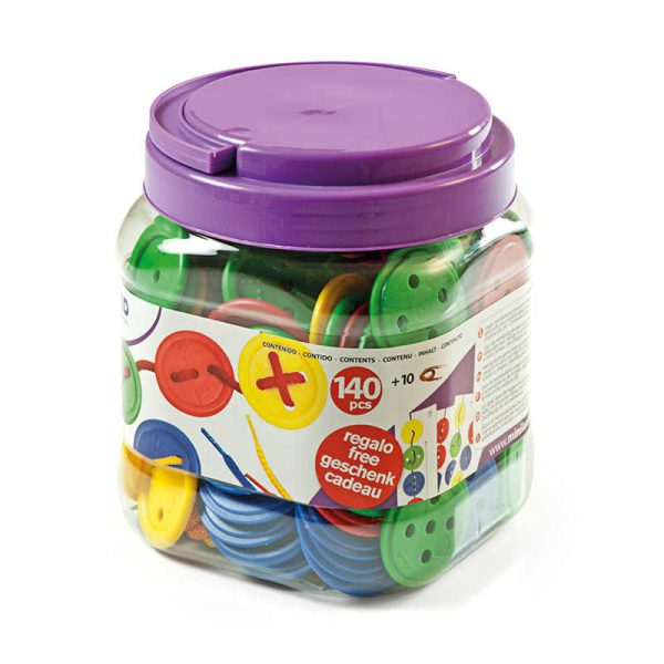 Miniland Educational Lacing Buttons: 140 Pieces Per Jar