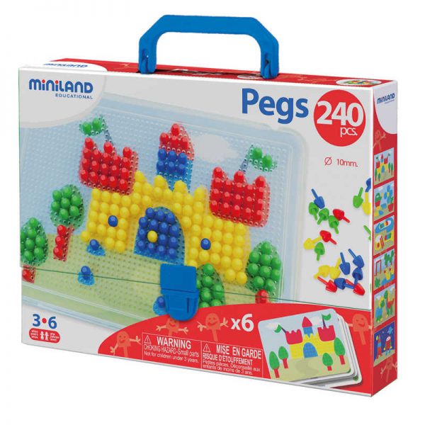 Miniland Educational Primary Peg Sets, 3/8" Pegs, 240 pieces