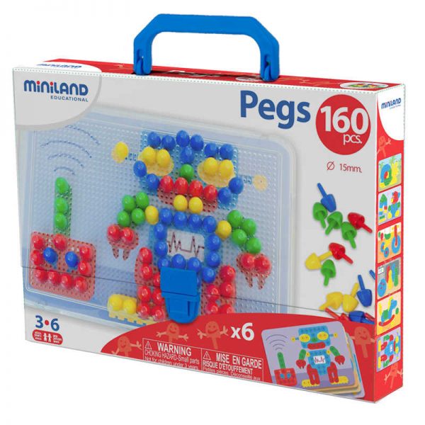 Miniland Educational Primary Peg Sets, 5/8" Pegs, 160 pieces