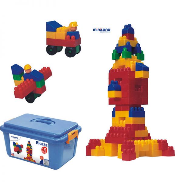 Miniland Educational Plastic Interlocking Blocks, 120 Pieces