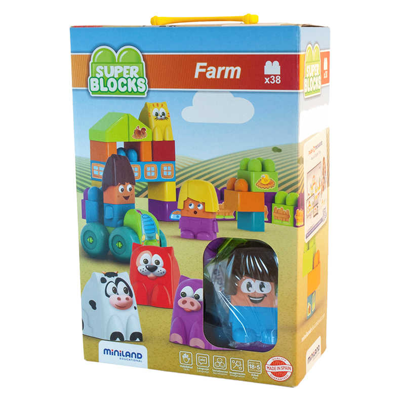 TeachersParadise Miniland Educational Super Blocks Farm Set, 27