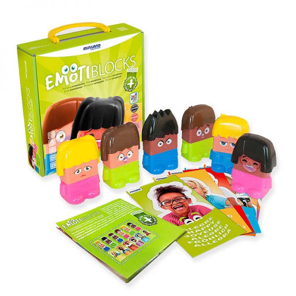 Miniland Educational Emotiblocks, Interchangeable Emotion Blocks, 18 Pieces