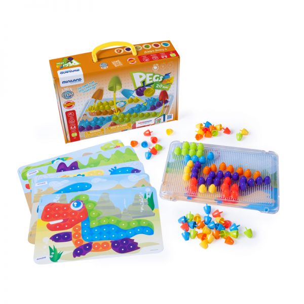 Miniland Educational Pegs & Patterns Set, Bright Colors, 90 Pieces