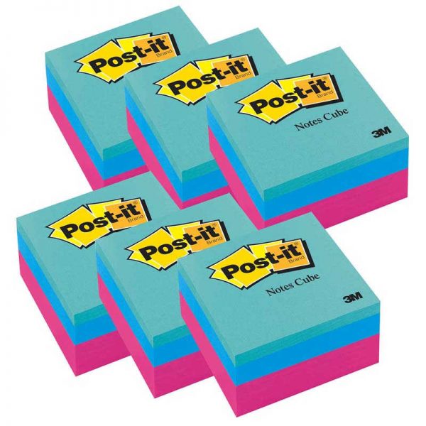 Post-it® Notes Cube, 2" x 2", Ultra Colors, 400 Sheets/Cube, 6 Cubes