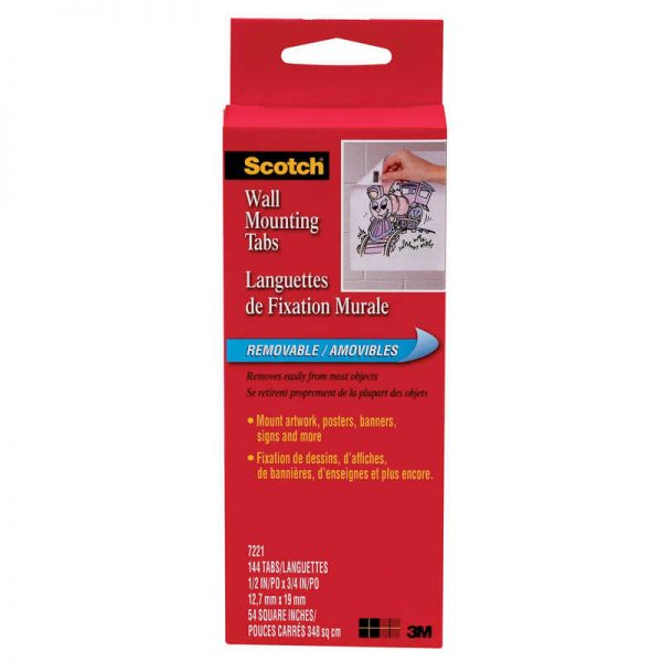 Scotch® Wall Mounting Tabs, 1/2" x 3/4", 144 Tabs