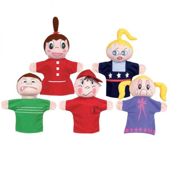Get Ready Kids How Am I Feeling Hand Puppet Set, Caucasian, Pack of 5