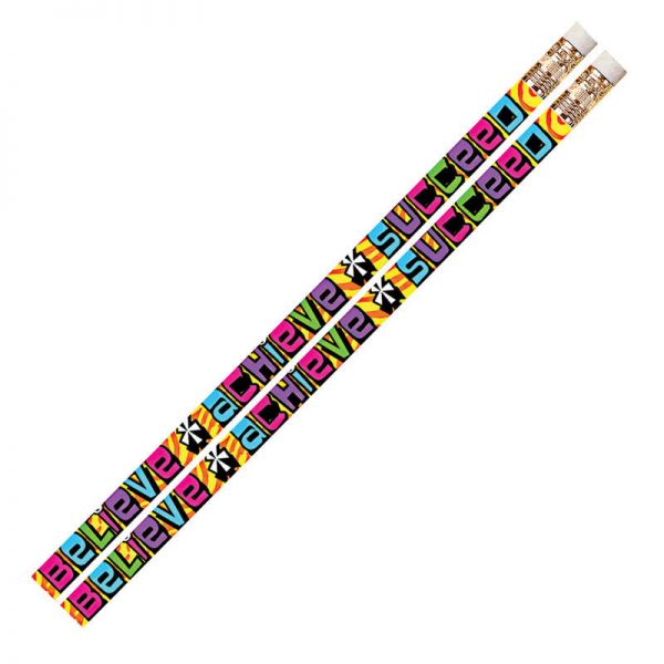 Musgrave Pencil Company Believe Achieve Succeed Motivational Pencils, 12/pkg