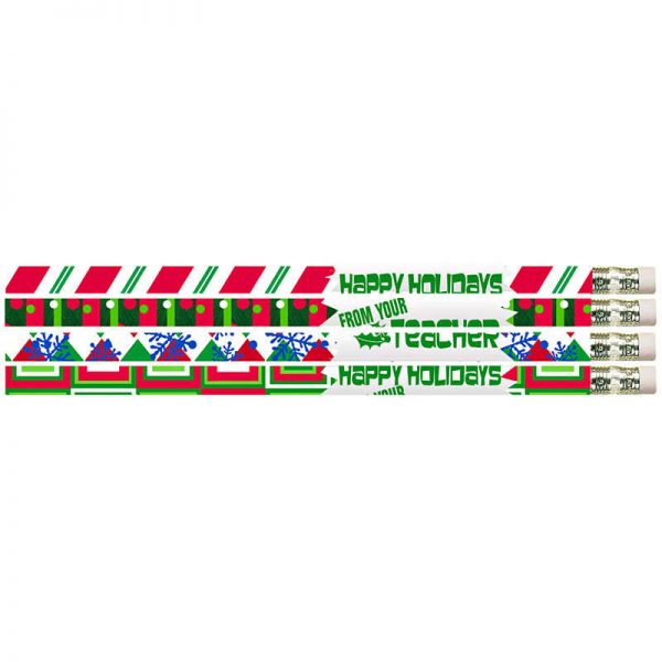 Musgrave Pencil Company Happy Holidays From Your Teacher Motivational Pencils, 12/pkg