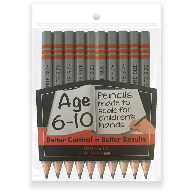 Write Size® Write Size® Pencils, 4 3/4"L (Ages 6-10), 10 Per Pack, 3 Packs