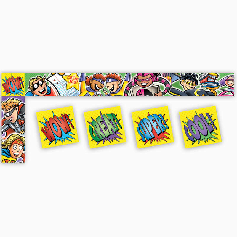 North Star Teacher Resources All Around The Board Trimmer, Superheroes, 43 Feet Per Pack, 6 Packs