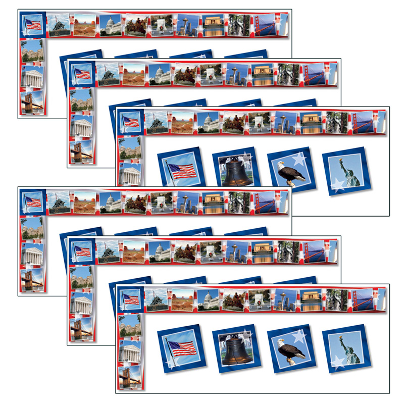 North Star Teacher Resources All Around the Board Trimmer, Historical America, 43 Feet Per Pack, 6 Packs