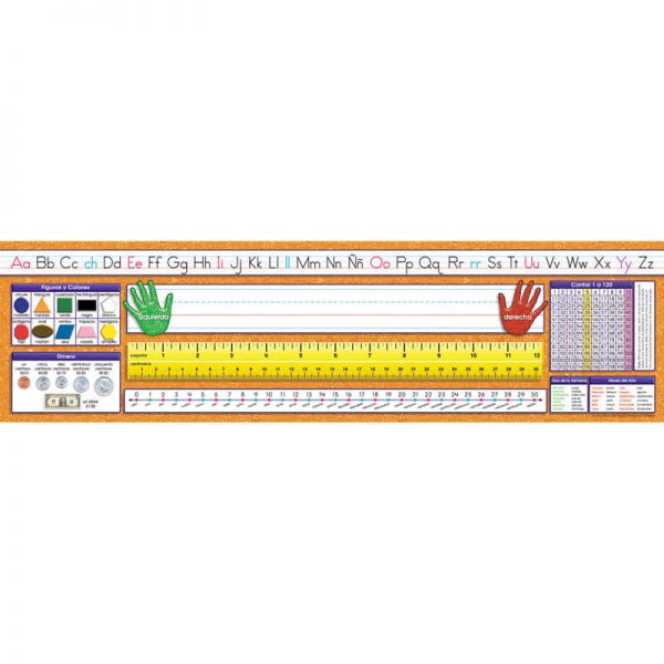 North Star Teacher Resources Traditional Manuscript Spanish Desk Plates, 19" x 5", Pack of 36