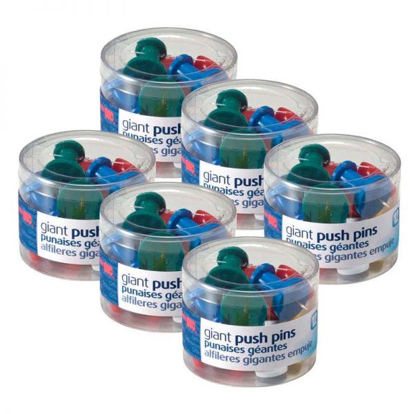 Officemate® Giant Push Pins, 12 Per Pack, 6 Packs