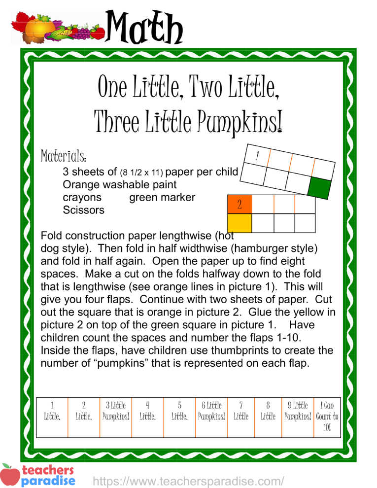 One Little, Two Little, Three Little Pumpkins! Math Activity by Frog Street Press Math Volume 6