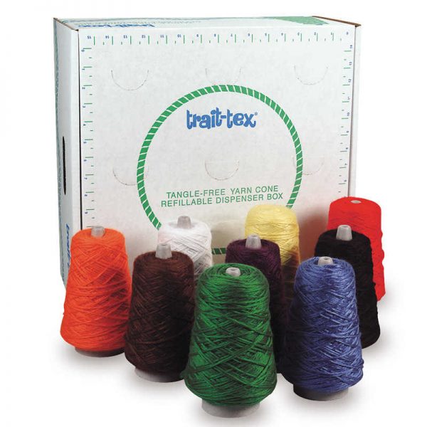 Trait-tex® 4-Ply Double Weight Rug Yarn Dispenser, Bright Colors, 8 oz., 9 Cones