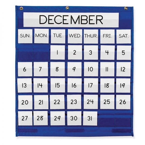 Pacon® Monthly Calendar Pocket Chart, Blue, 25" x 28", 1 Chart