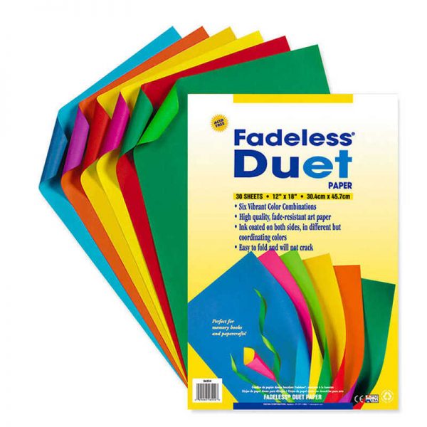 Fadeless® Duet Sheets, 6 Assorted Color Combination, 12" x 18", 30 Sheets