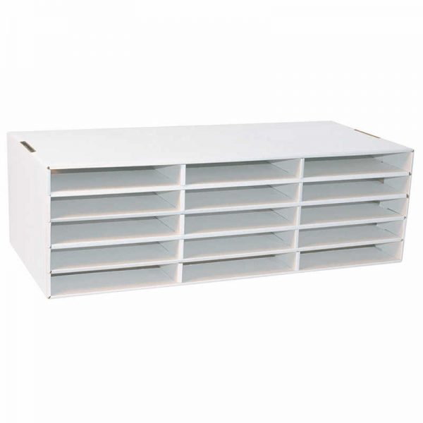 Classroom Keepers® 9" x 12" Construction Paper Storage, 15-Slot, White, 9-3/8"H x 29-1/4"W x 12-7/8"D