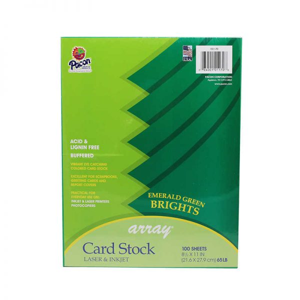 Pacon® Card Stock, Emerald Green, 8-1/2" x 11", 100 Sheets