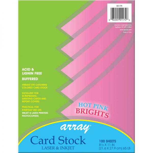 Pacon® Card Stock, Hot Pink, 8-1/2" x 11", 100 Sheets