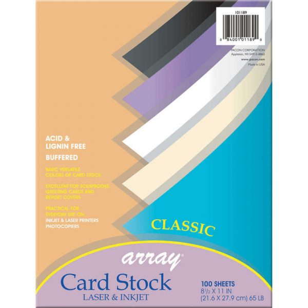 Pacon® Classic Card Stock, 5 Assorted Colors, 8-1/2" x 11", 100 Sheets