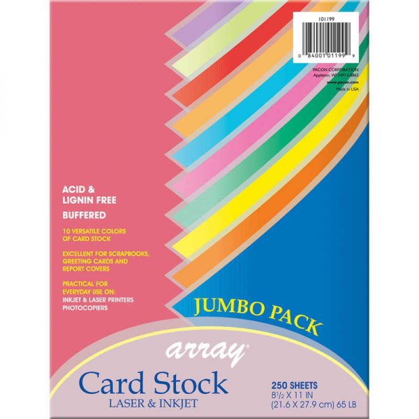 Pacon® Colorful Card Stock Assortment, 10 Colors, 8-1/2" x 11", 250 Sheets