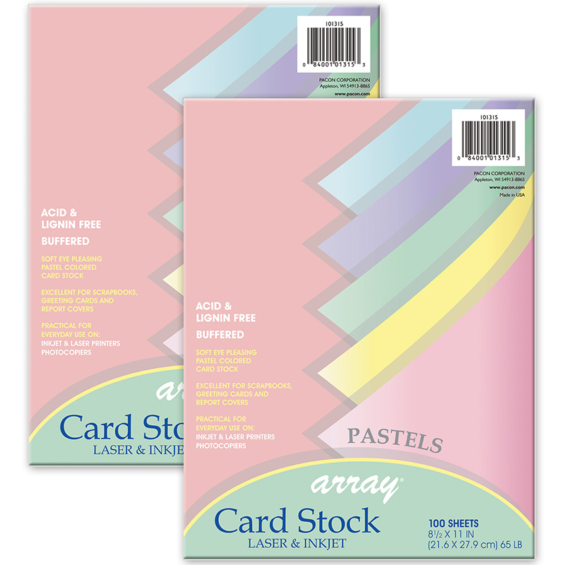 Pacon® Pastel Card Stock, 5 Assorted Colors, 8-1/2″ x 11″, 100 Sheets Per Pack, 2 Packs