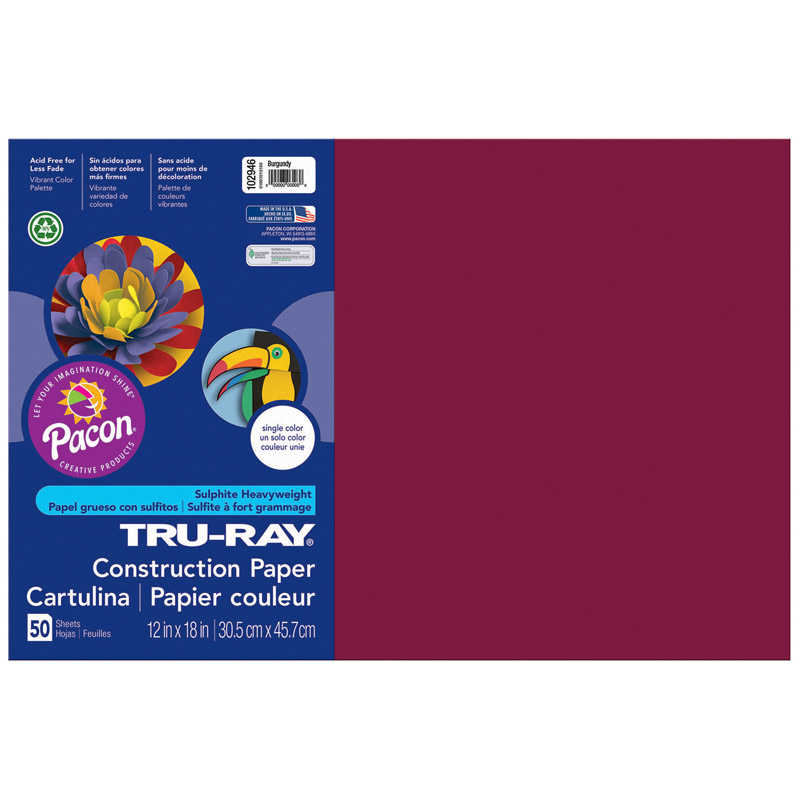 Teachersparadise tru ray construction paper burgundy 12 x 18 50