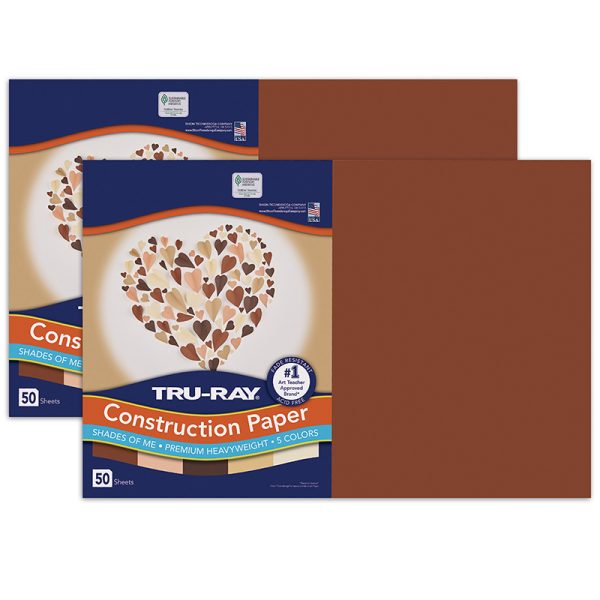 Tru-Ray® Construction Paper, Shades of Me Assortment, 12" x 18", 50 Sheets Per Pack, 2 Packs