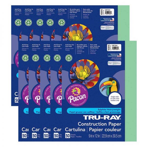 TeachersParadise TruRay® Construction Paper, Light Green, 9" x 12