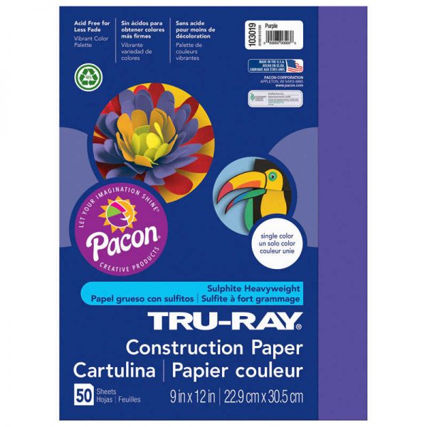 Tru-Ray® Construction Paper, Purple, 9" x 12", 50 Sheets