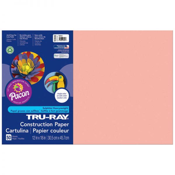 Tru-Ray® Construction Paper, Salmon, 12" x 18", 50 Sheets