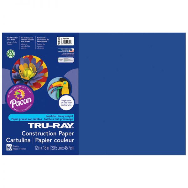 Tru-Ray® Construction Paper, Royal Blue, 12" x 18", 50 Sheets