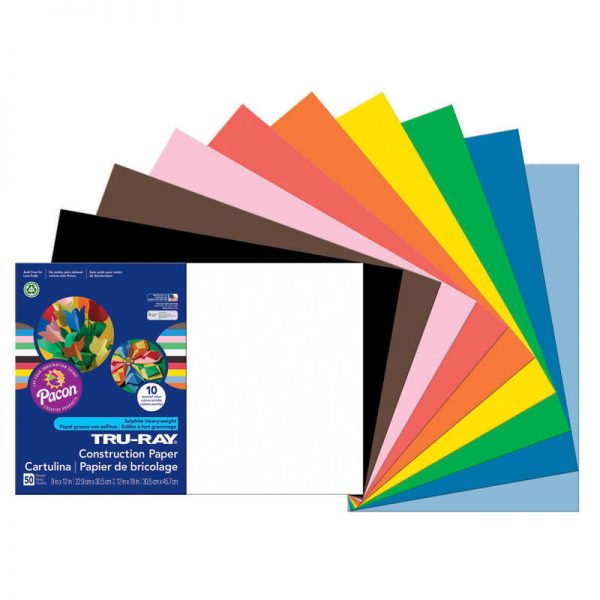 Tru-Ray® Construction Paper, Standard Assorted, 12" x 18", 50 Sheets