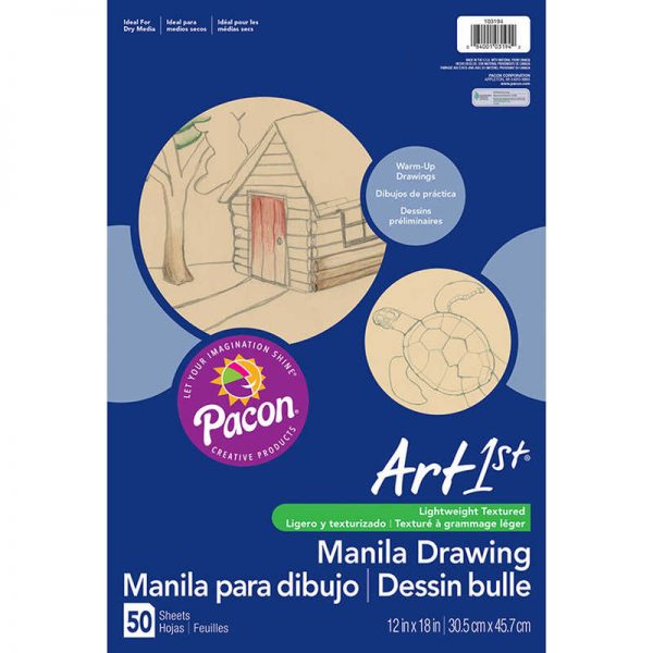 UCreate® Drawing Paper, Manila, Standard Weight, 12" x 18", 50 Sheets