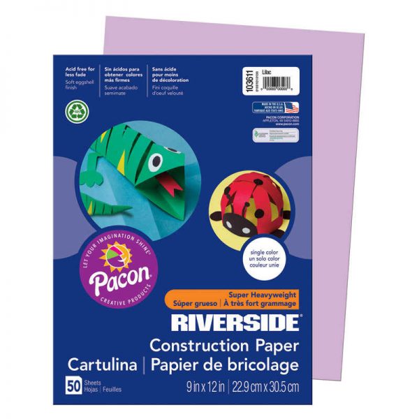 Riverside 3D™ Construction Paper, Lilac, 9" x 12", 50 Sheets