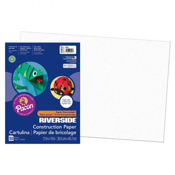 Riverside 3D™ Construction Paper, White, 12" x 18", 50 Sheets
