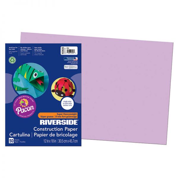 Riverside 3D™ Construction Paper, Lilac, 12" x 18", 50 Sheets