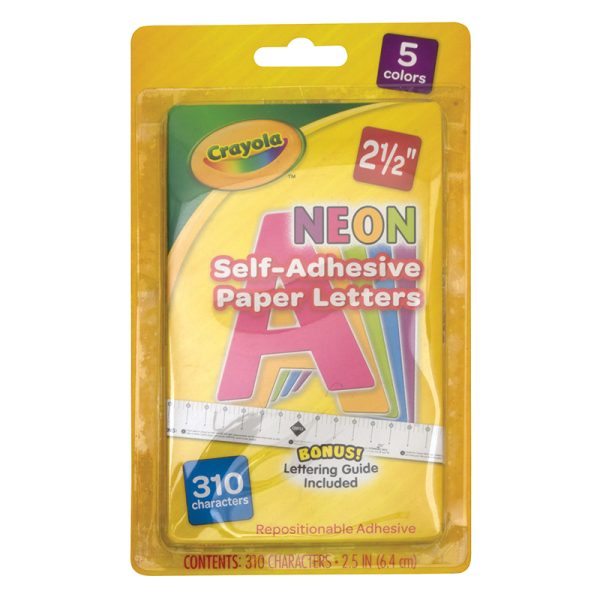 Crayola® Self-Adhesive Project Paper Letters, Assorted Neon Colors, 2.5", 310 Characters