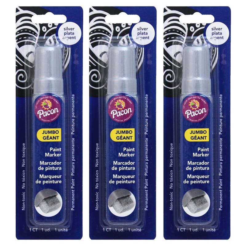 TeachersParadise Pacon® Jumbo Paint Markers, Silver, 5/8" Nib, Pack