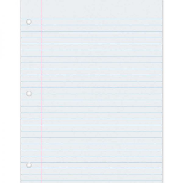 Pacon® Composition Paper, White, 3-Hole Punched, Red Margin, 3/8" Ruled, 8-1/2" x 11", 500 Sheets