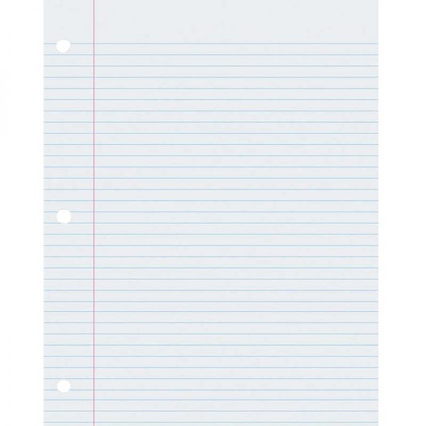 Pacon® Composition Paper, White, 3-Hole Punched, Red Margin, 9/32" Ruled, 8-1/2" x 11", 500 Sheets