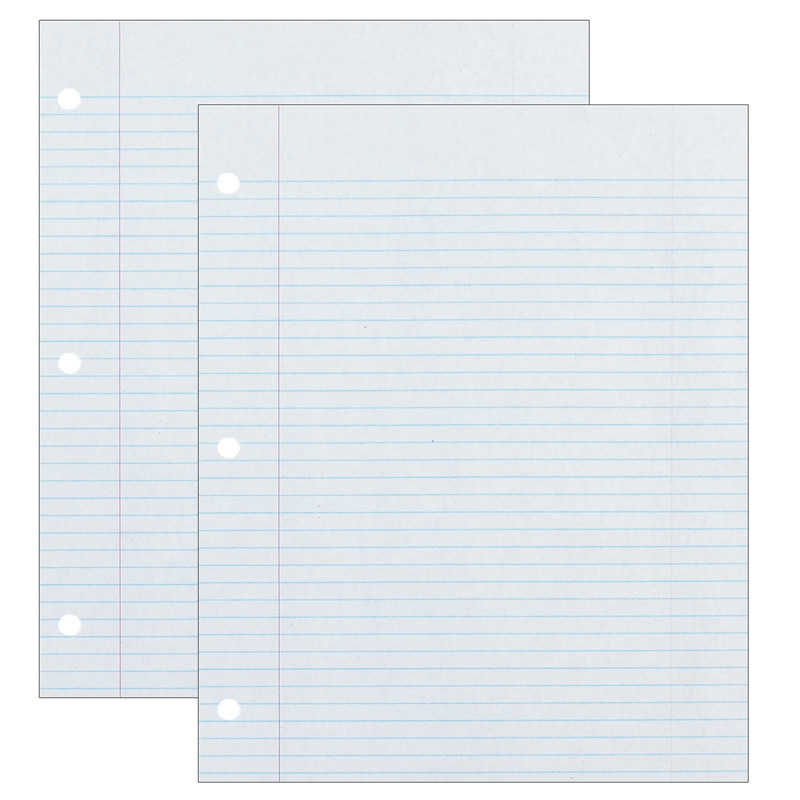 Ecology® Recycled Filler Paper, White, 3-Hole Punched, 9/32" Ruled w/ Margin 8-1/2" x 11", 500 Sheets Per Pack, 2 Packs