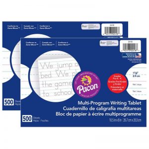 Pacon® Multi-Program Handwriting Paper, 1-1/8" Ruled (Long Way), White, 10-1/2" x 8", 500 Sheets Per Pack, 2 Packs