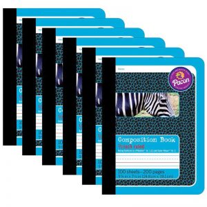 Pacon® Primary Composition Book, Book Bound, D'Nealian Grades/Zaner-Bloser, 1/2" x 1/4" x 1/4" Ruled, 9-3/4" x 7-1/2", 100 Sheets, Pack of 6